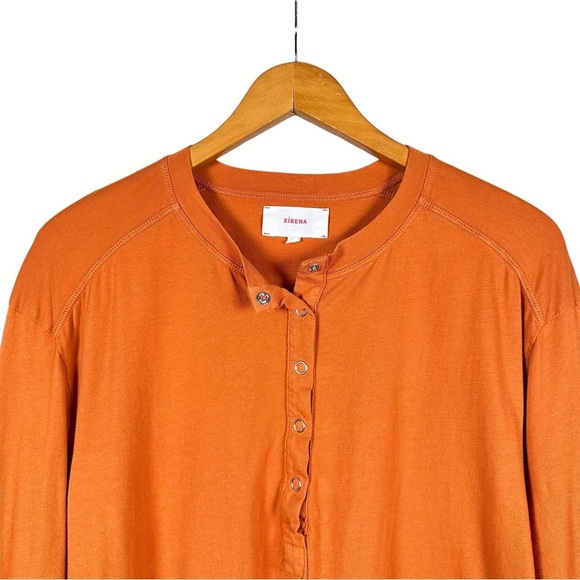 XIRENA Aidyn Long Sleeve Cotton Henley in rust - Picture 4 of 8